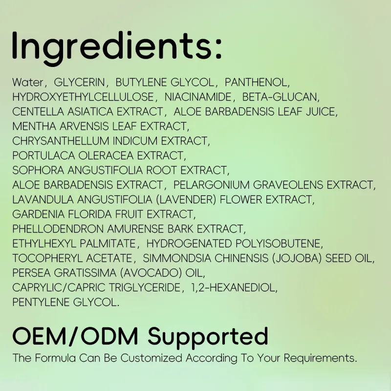 List of skincare ingredients and customization support information